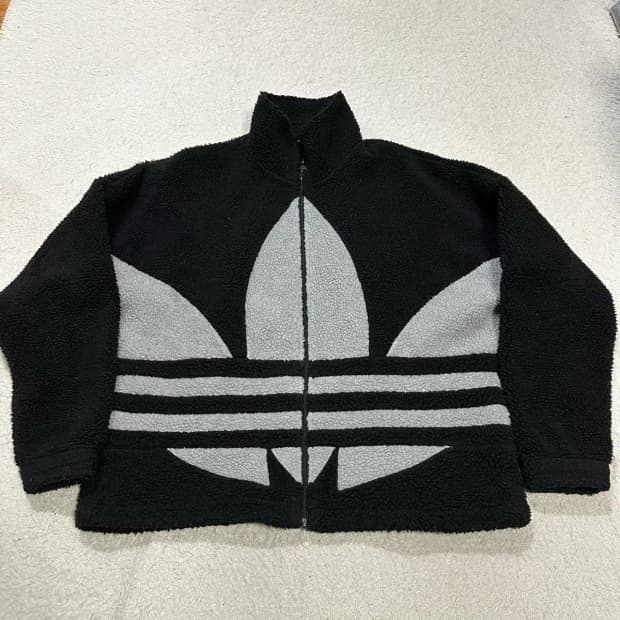 아디다스 빅로고 후리스 집업 플리스 자켓 xl