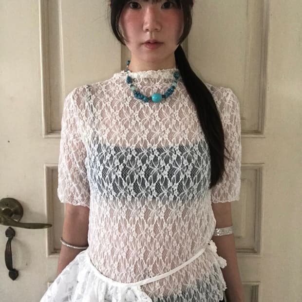 vintage lace see-through top