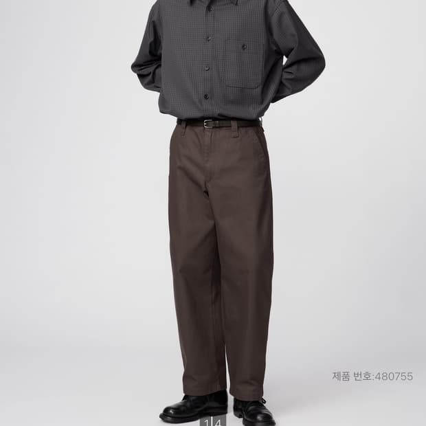 유니클로 와이드핏 치노팬츠 39다크브라운 76사이즈