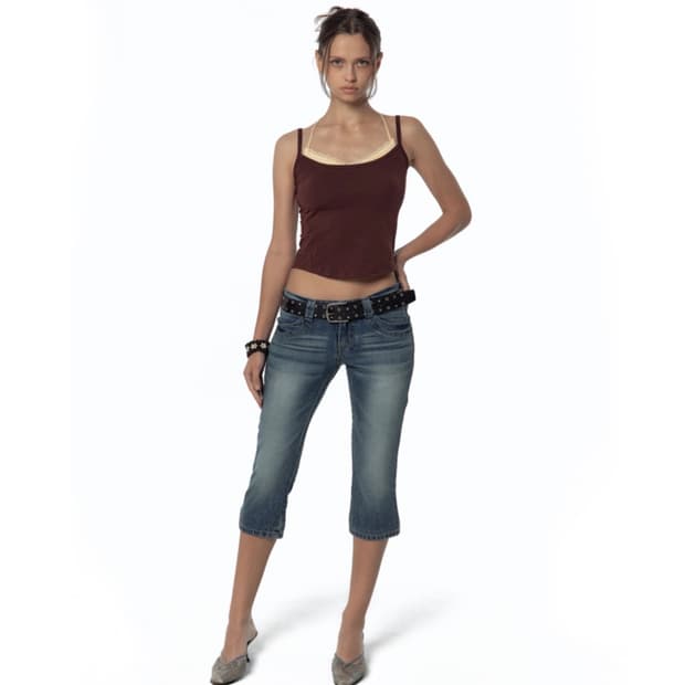 카시코 Split Pocket Capri Jeans Blue S