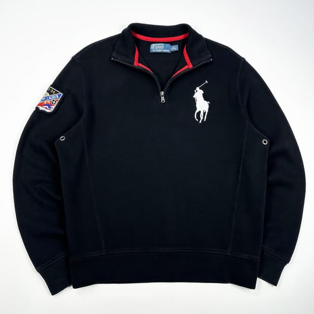 폴로 랄프로렌 스키 빅로고 반집업 니트 블랙 M
