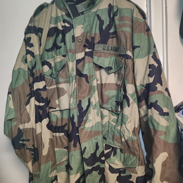 90s 미군 M-65 우드랜드 카모 필드 재킷 XL