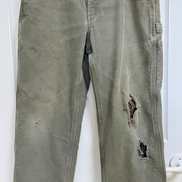 칼하트 빈티지 모스그린 플란넬 팬츠 34x30