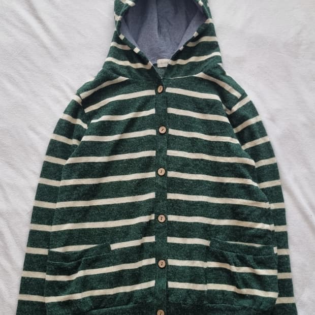 빈티지 모리걸 하구미 스트라이프 후드 가디건