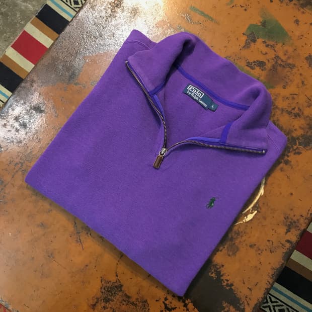 폴로랄프로렌 퍼플 코튼 반집업 풀오버 남성 110 사이즈 