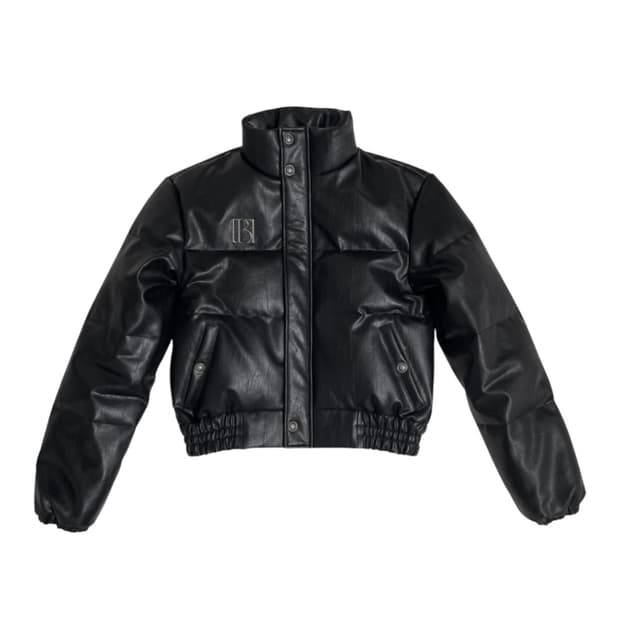 (W) 보헤미안서울 보헴서 레더 덕 다운 메탈 로고 패딩 블랙