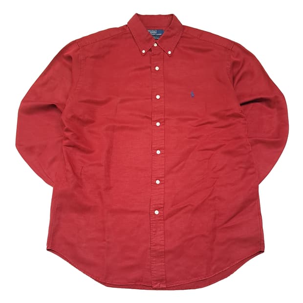 CK055 L 폴로 00s 실크린넨 버튼다운 로얄버건디 셔츠 남방
