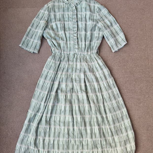 프릴넥 플리츠 원피스 모리걸 하구미