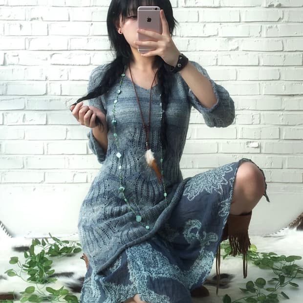 빈티지 그라데이션 니트 원피스