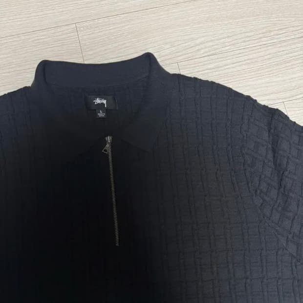 스투시 반팔집업니트