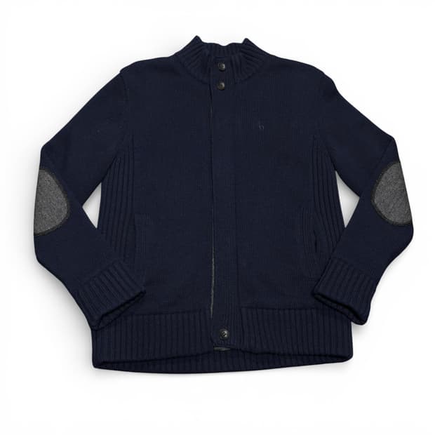 95 헤지스 네이비 보아털 엘보우패치 니트집업