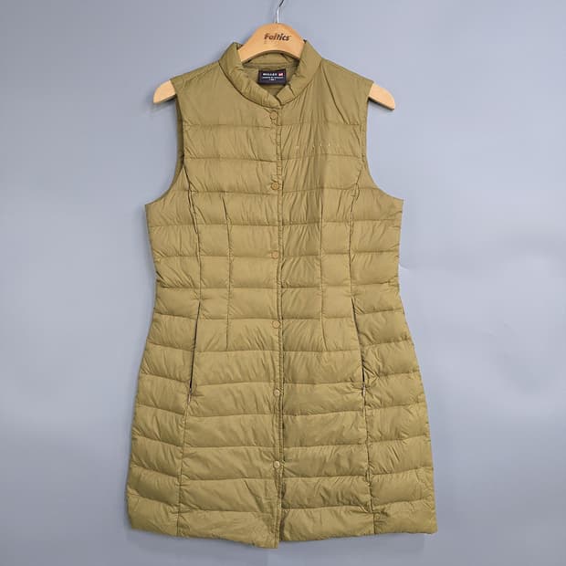 여성 밀레 경량 패커블 거위털 롱 패딩조끼