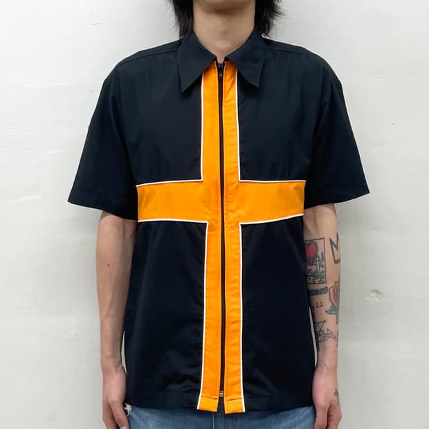 Orange Cross Zip-Up T-Shirt