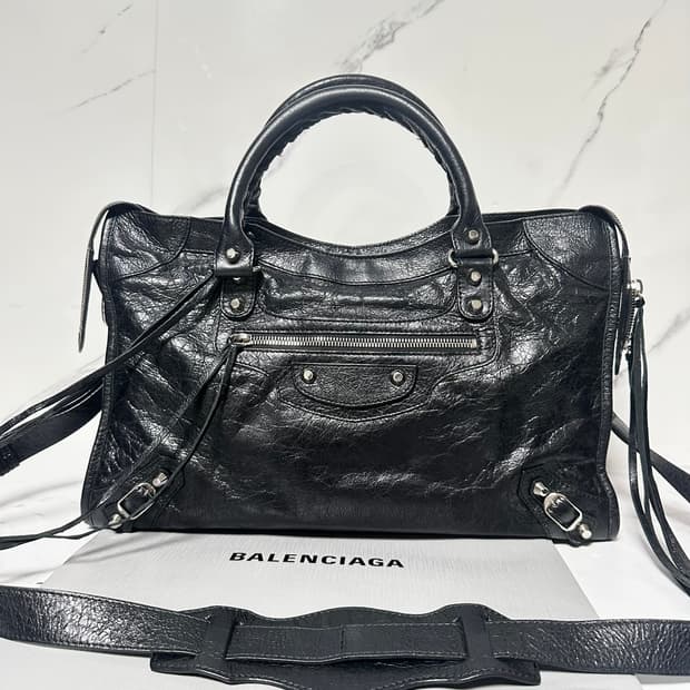 [A+ 정품] 발렌시아가 시티 모터백 미디움 블랙-2