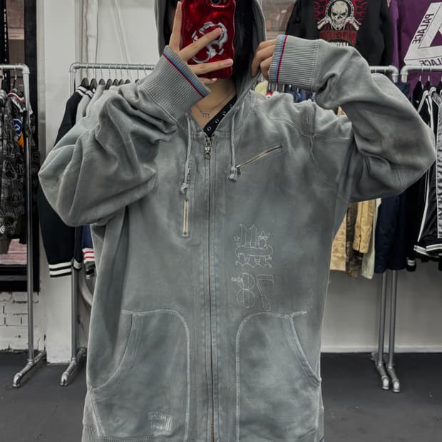 디젤 워시드 그레이 후드집업