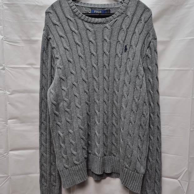 폴로 케이블니트 그레이