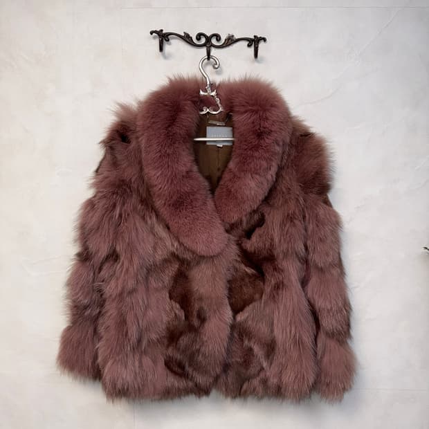 Mixed indi pink fox fur jacket 