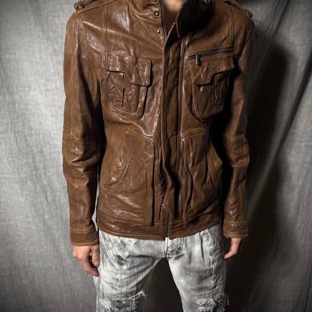 Lamb Leather Military Jacket 