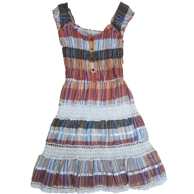 빈티니 패턴 체크 크로쉐 레이스 캉캉롱원피스 모리걸하구미히피오리엔탈페어리