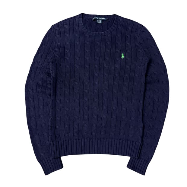 (S) 폴로 랄프로렌 여성 케이블 니트 네이비