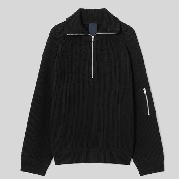 [구매] 준지 / 24fw, 25ss 티칼라 반집업 니트 블랙 s