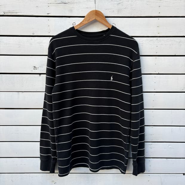 Polo 폴로 스트라이프 와플티 롱슬리브