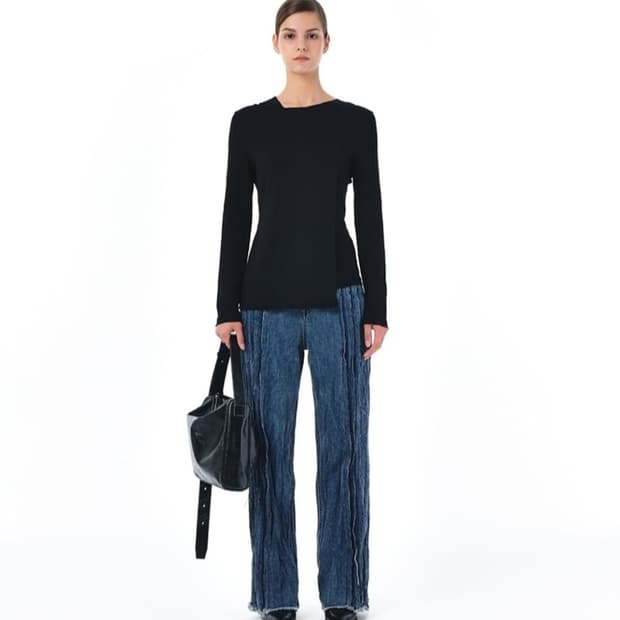 마뗑킴 크링클 데님 팬츠