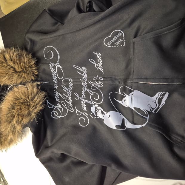 스포티에이드 마켓템 입질 Y2K 퍼 검정 후드집업 FREE