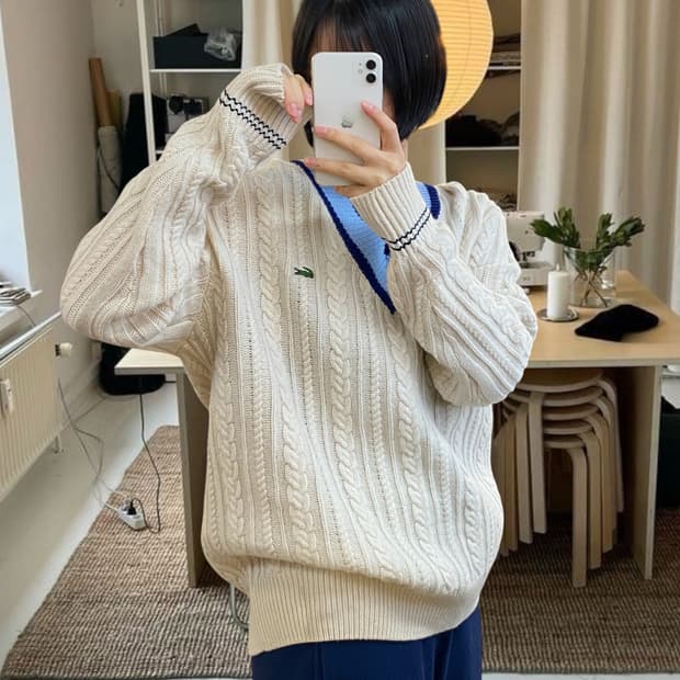 라코스테 브이넥 케이블 니트 (Man L) AA0978