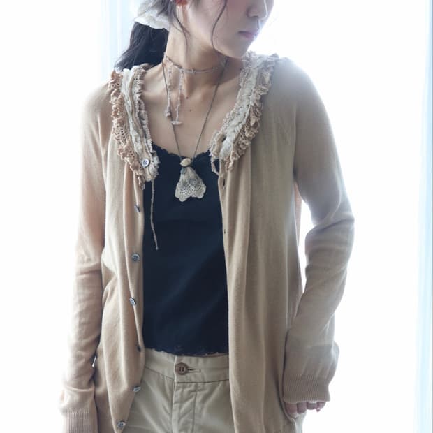 [Sunao Kuwahara] Lace Frill Cardigan