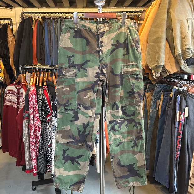 80s Us Army 미군 우드랜드 카모 립스탁 BDU 팬츠