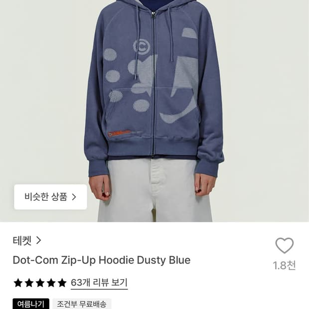 테켓 dot-com zip-up hoodie dusty blue