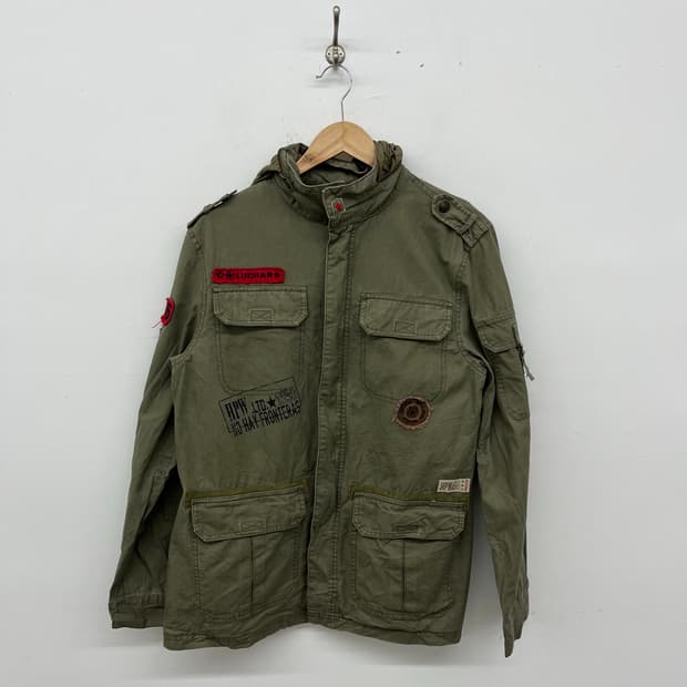 HPW LTD. 빈티지 후드 탈부착 패치 디테일 야상 자켓 카키 여성L