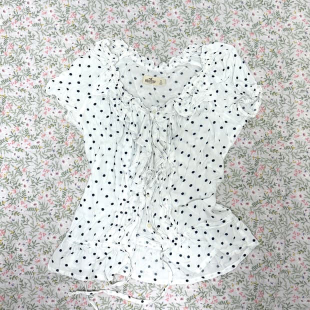 홀리스터 도트 셔링 블라우스 S