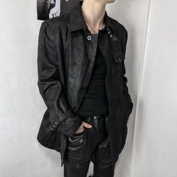 Black suede coated formal coat