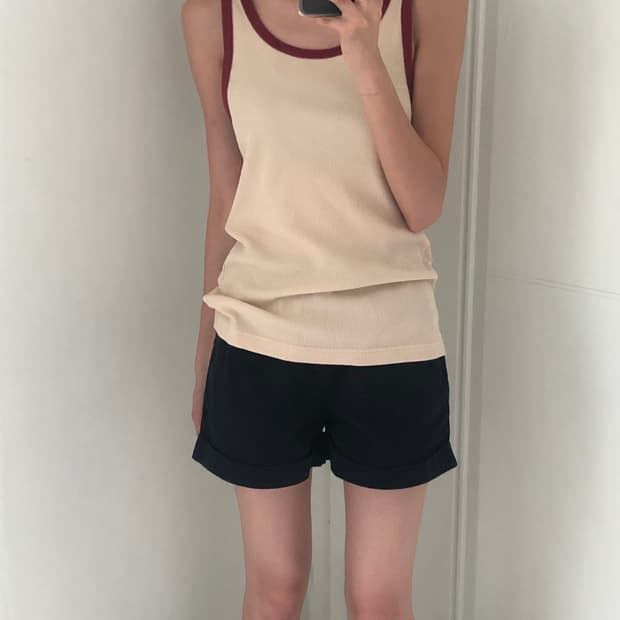 일본빈티지 배색 민소매