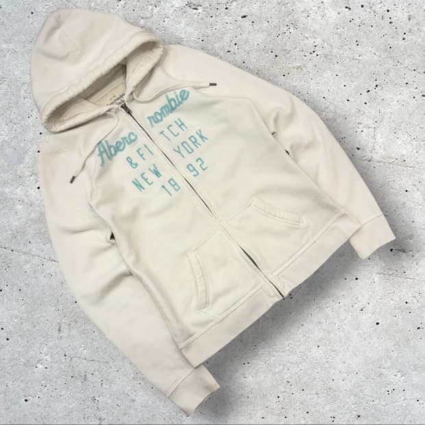 [L] 아베크롬비 민트 화이트 후드집업 D830