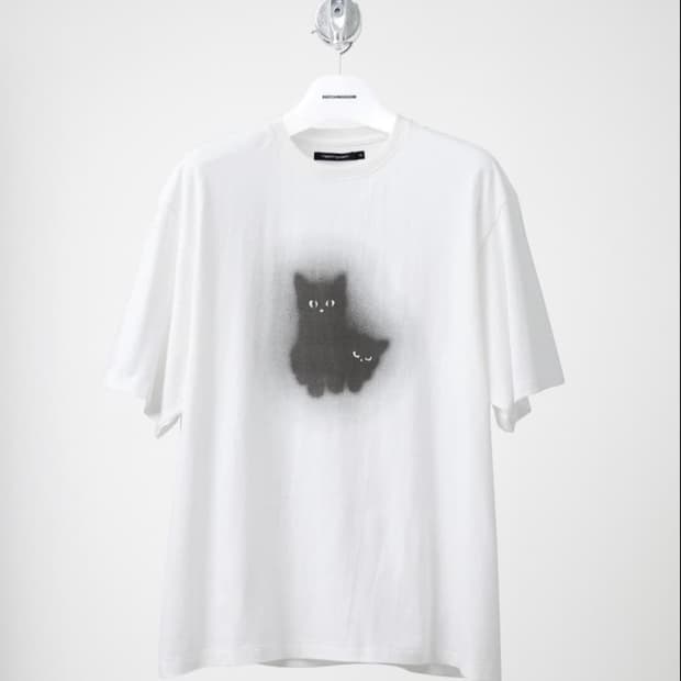 해칭룸 고스트캣 고양이 티셔츠 화이트