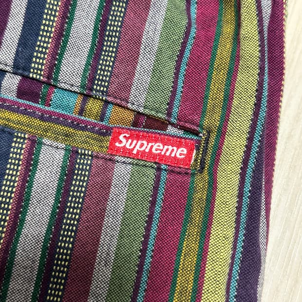 supreme striped mandras belted short