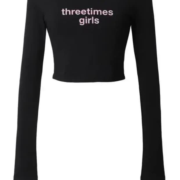 쓰리타임즈 블랙 크롭 긴팔