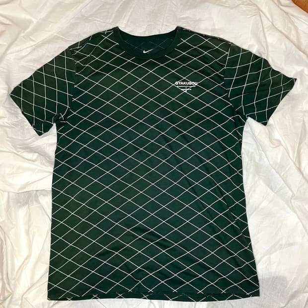 갸쿠소우 언더커버 나이키 그린 다이아몬드 그리드 반팔 티셔츠
