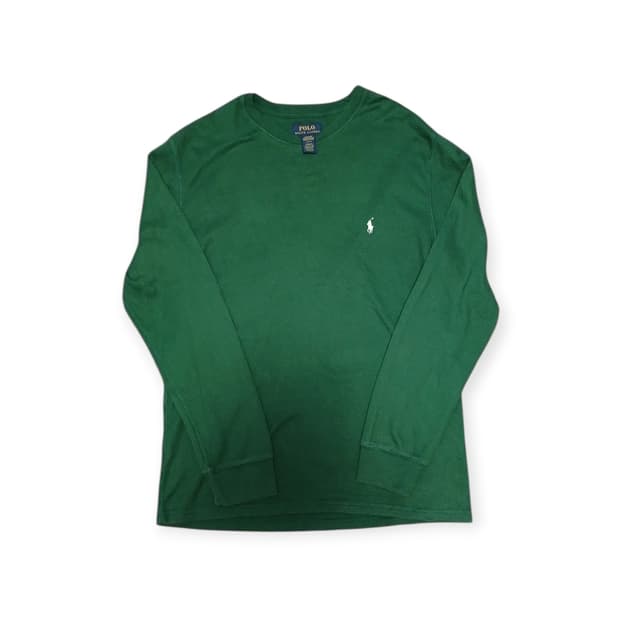 폴로 그린 와플 롱슬리브 