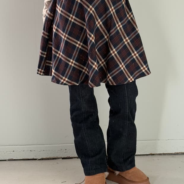 일본빈티지 체크 미니 플레어스커트