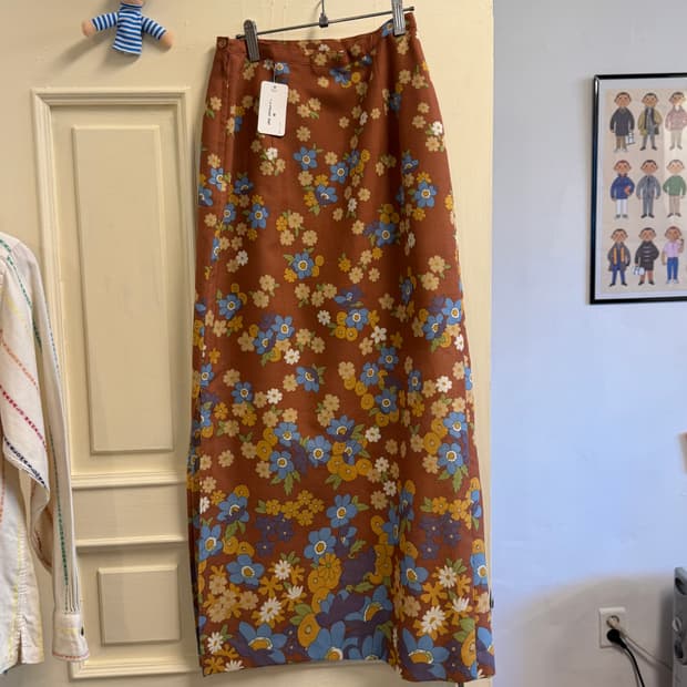 플라워패턴 롱 린넨스커트