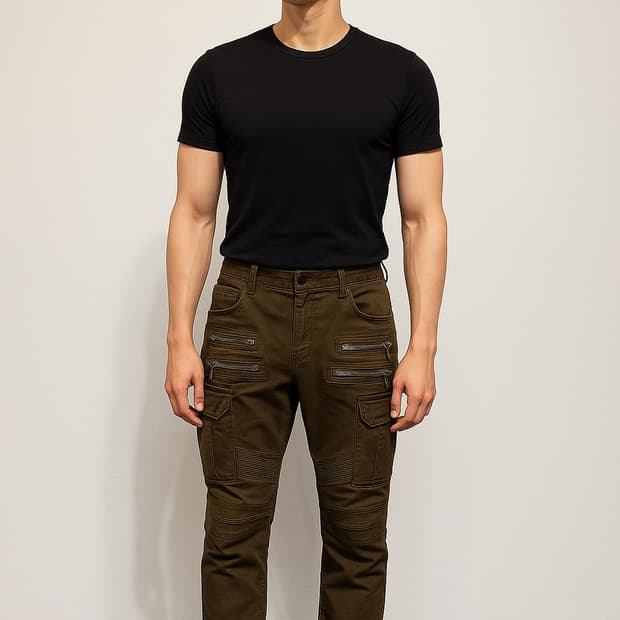 발망. 남자 더블지퍼 바이커진 카고팬츠_32