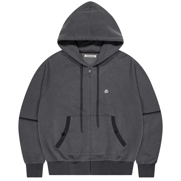 코이세이오 STRING POCKET HOOD ZIP-UP-BLACK  