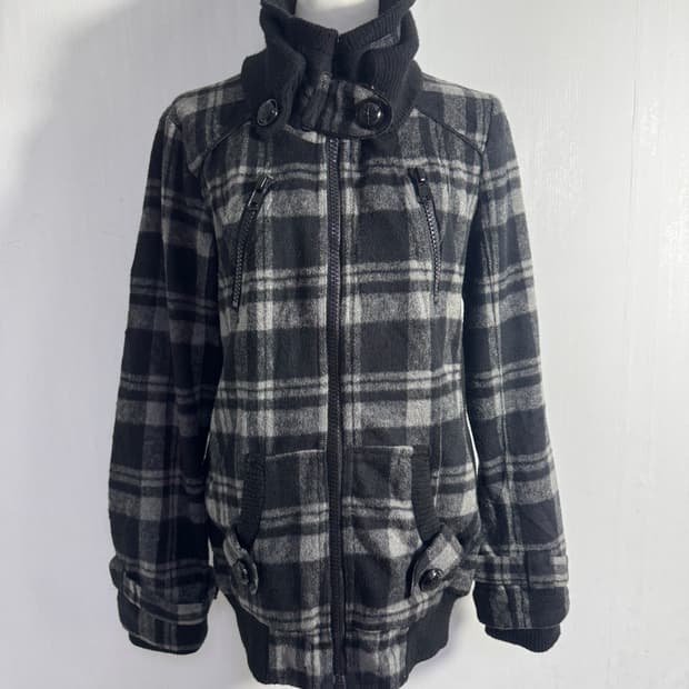 Crazy angel 울 체크 집업자켓 y2k lgb goa