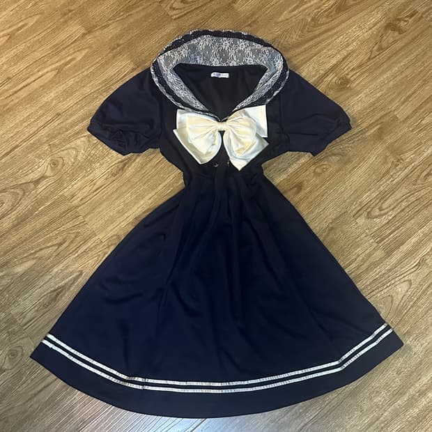빈티지 엑시즈팜 리본 교복 세라복 원피스 세일러 히메갸루 로걀 라떼 고딕