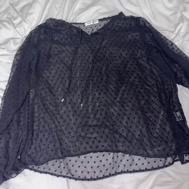 블랙 시스루 블라우스 빈티지
