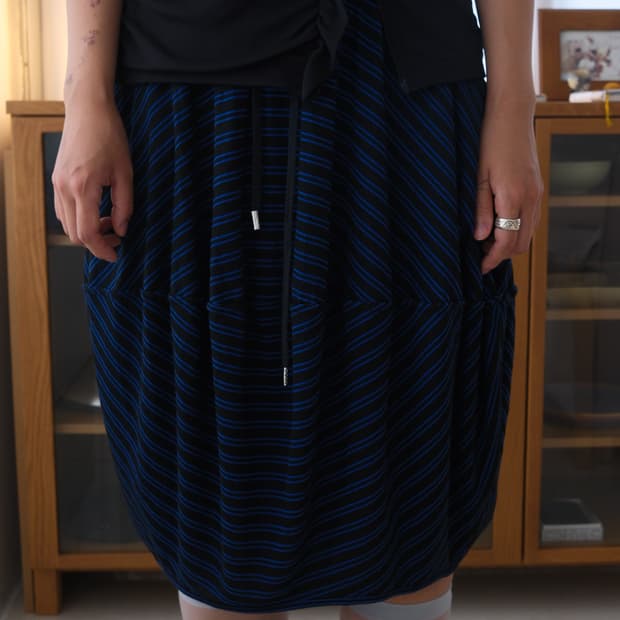 Stripe balloon jersey skirt